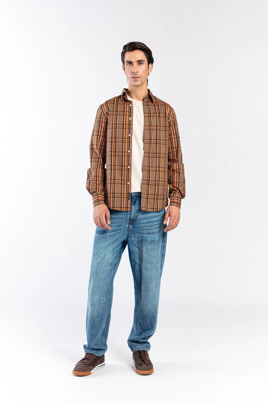 Basic Collar Checkered Shirt - 9figure