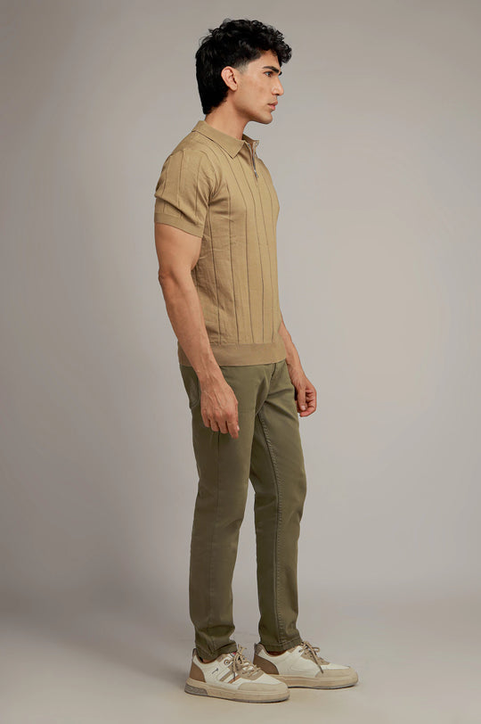 Zipper Textured Polo