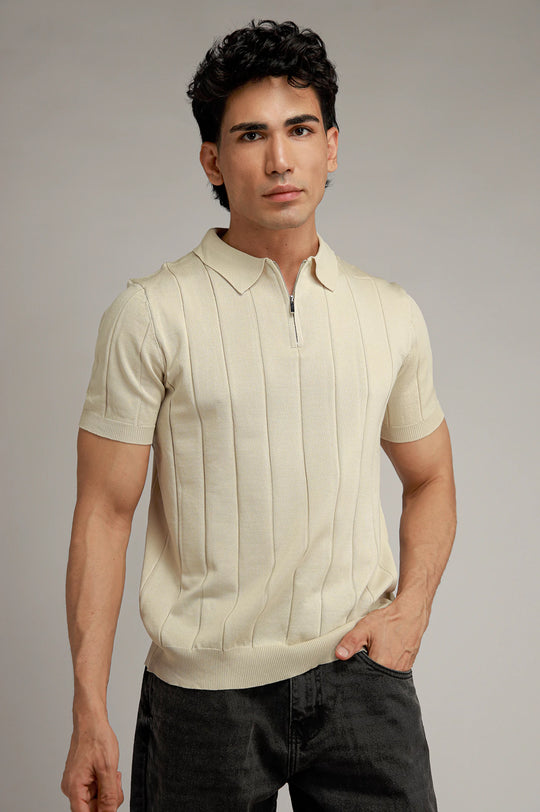Zipper Textured Polo