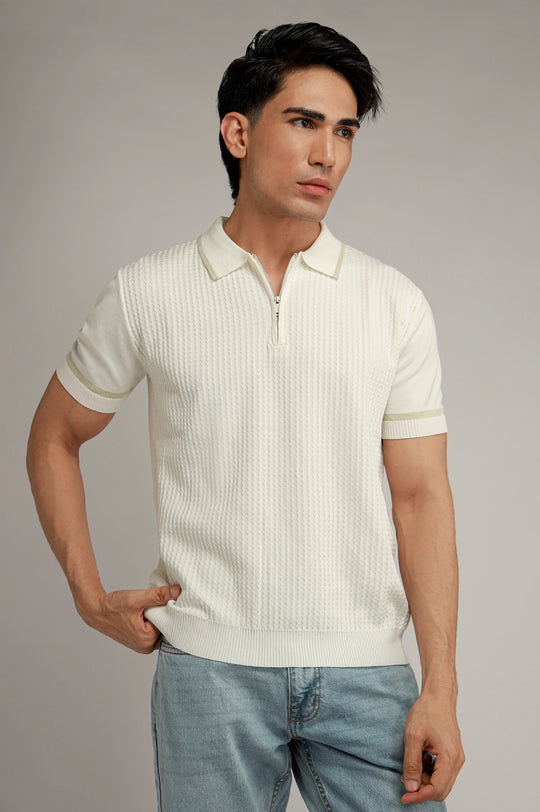 Zipper Textured Polo