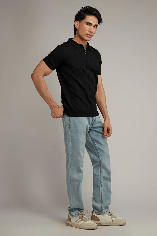Zipper Textured Polo