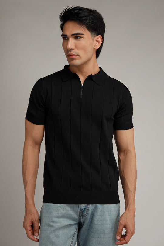 Zipper Textured Polo