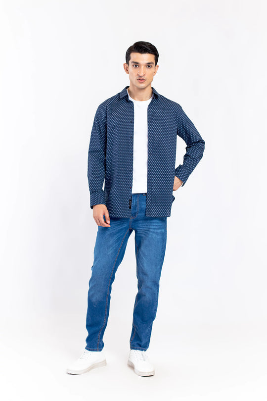 Basic Collar Printed Shirt - 9figure