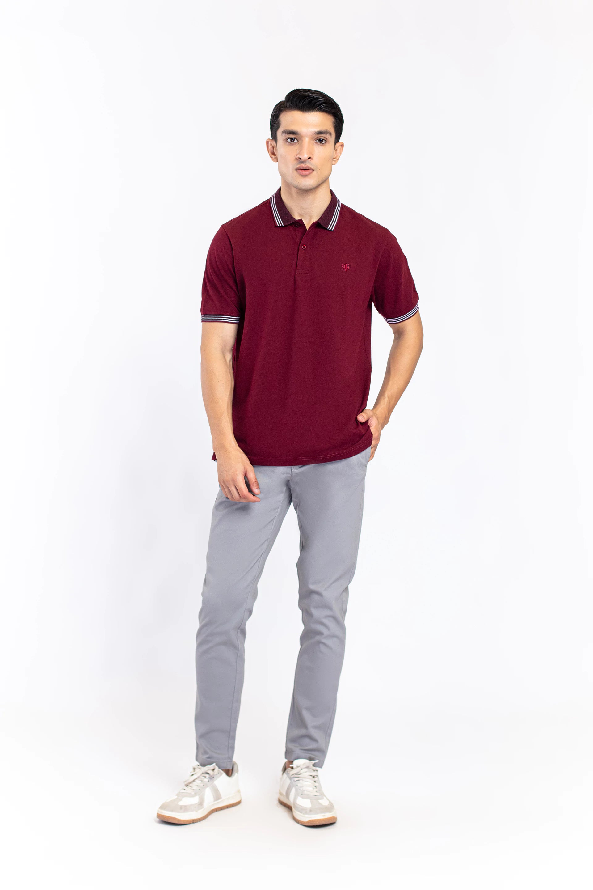 Jacquard Tipping Collar Polo Shirt - 9figure