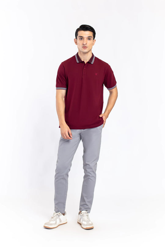 Jacquard Tipping Collar Polo Shirt - 9figure
