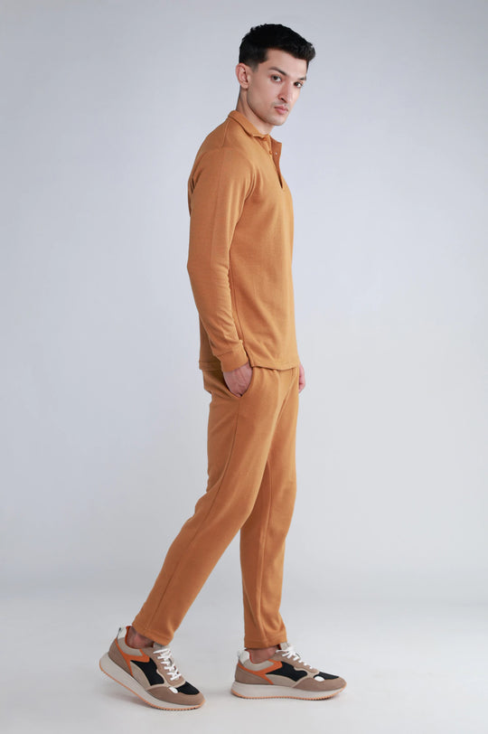 Mens Thermal Knitted Polo Sweatshirt