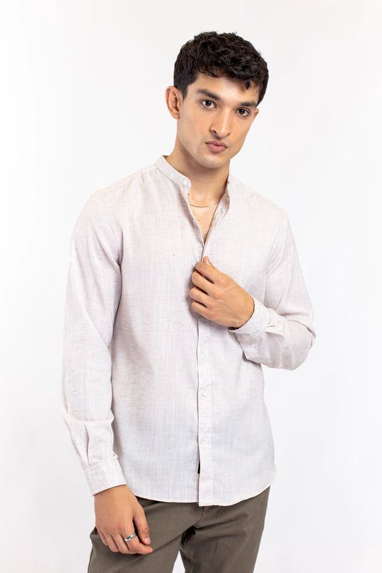 Mandarin Collar Textured Shirt - 9figure