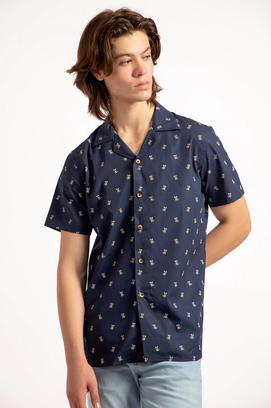 Cuban Collar Printed Shirt