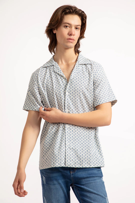 Cuban Collar Printed Shirt