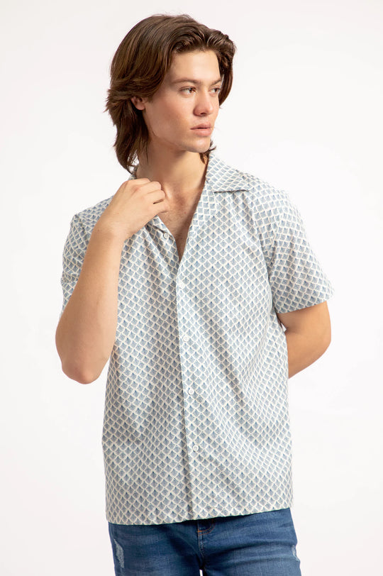 Cuban Collar Printed Shirt