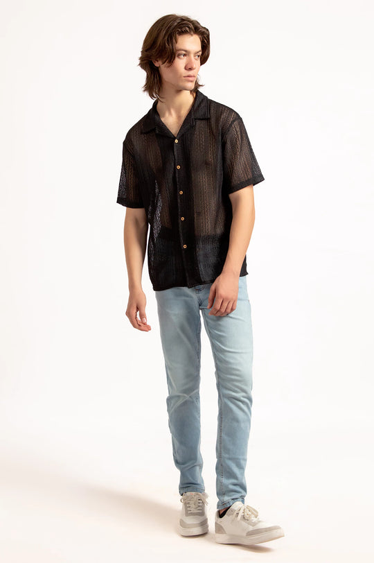 Cuban Collar Textured shirt