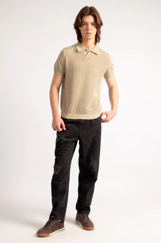 Johnny Collar Textured Polo