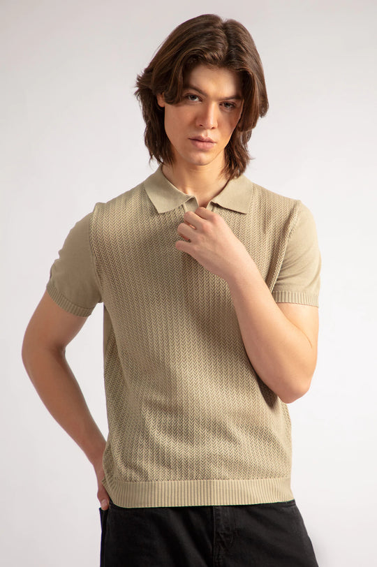Johnny Collar Textured Polo