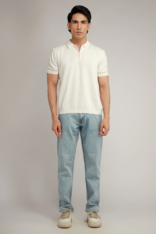 Zipper Textured Polo