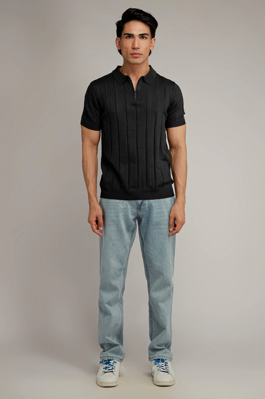 Zipper Textured Polo