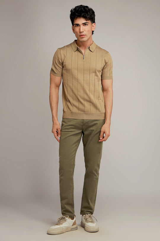 Zipper Textured Polo