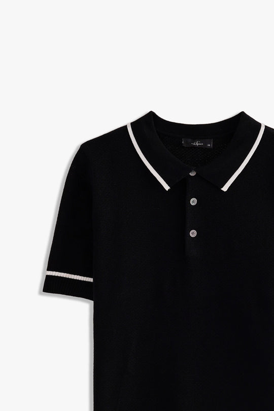 Jacquard Collar Textured Polo