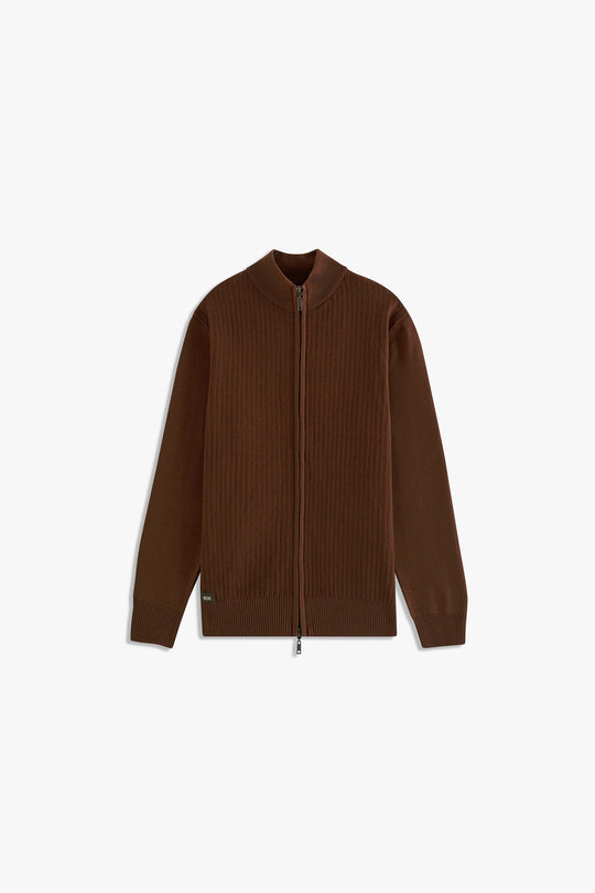 Mock Neck Textured Zipper Sweater