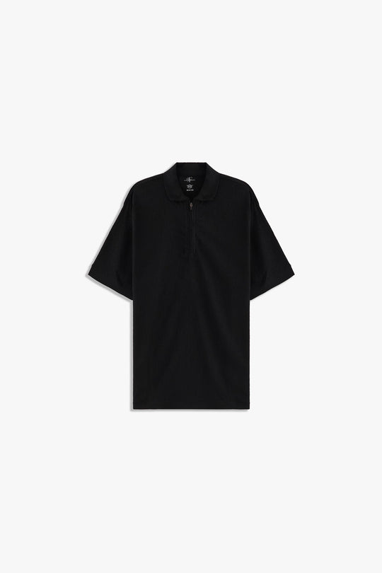 Textured Zipper Polo