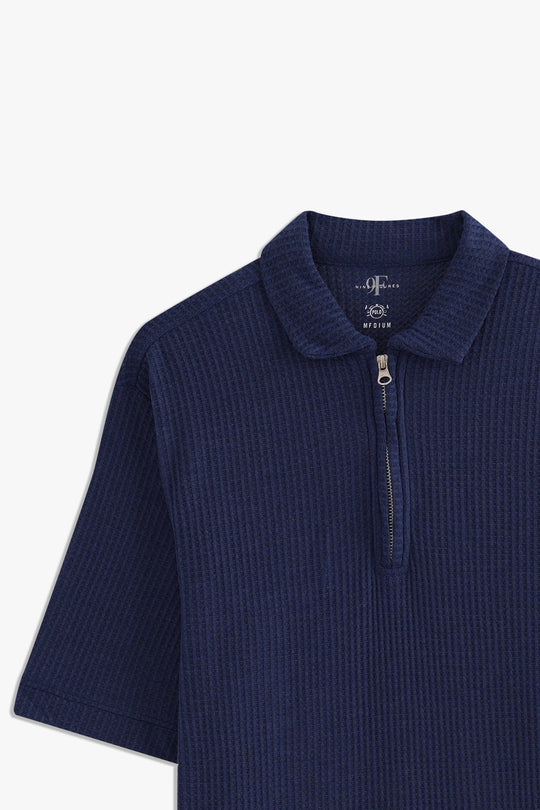 Textured Zipper Polo