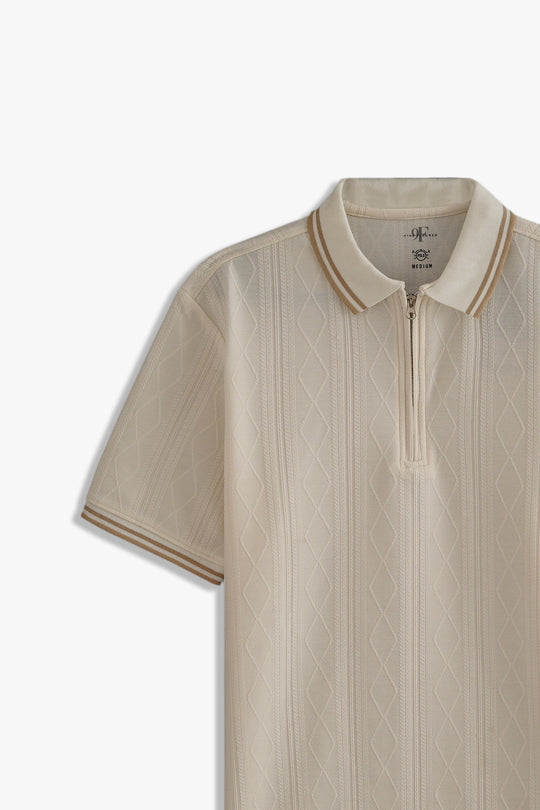 Textured Zipper Polo