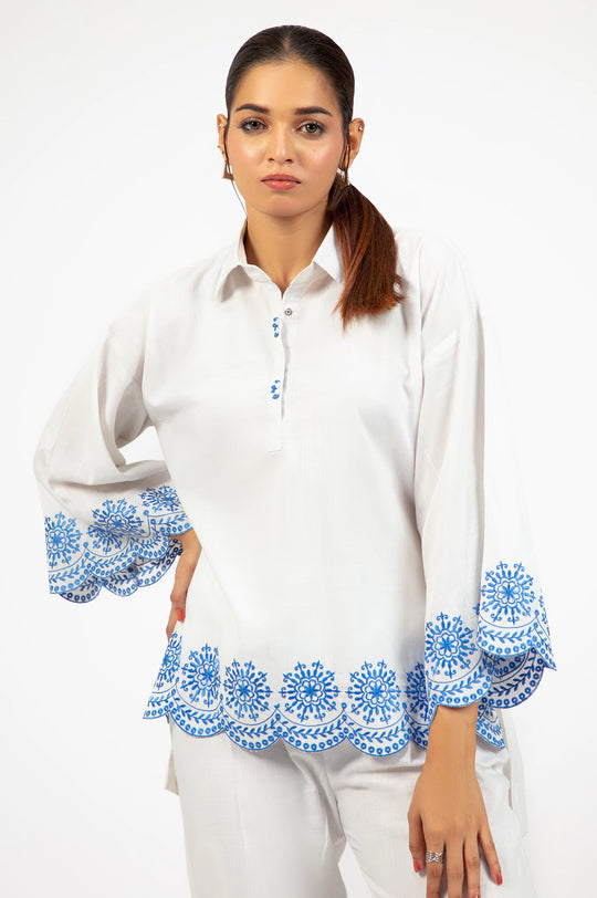 White Blue Co-ord Set