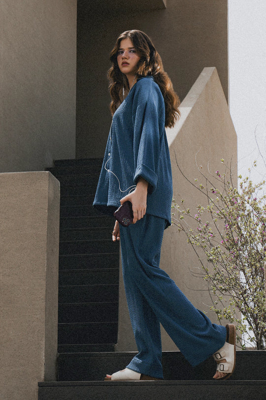 V-Neck Button Down Co-ord Set