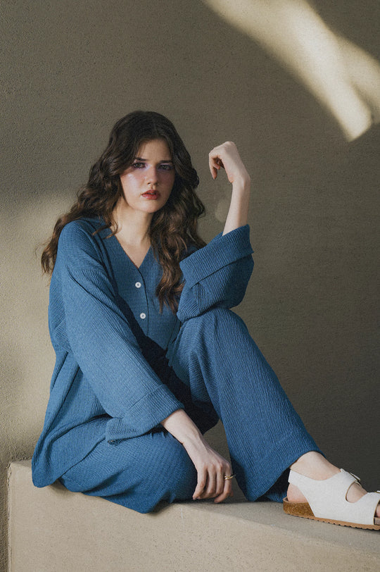 V-Neck Button Down Co-ord Set