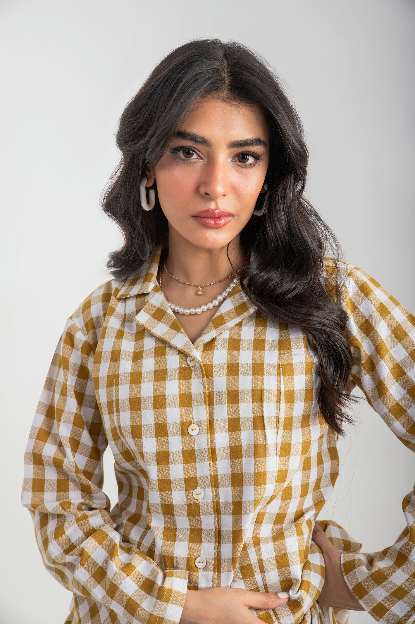 Brown Checkered shirt and skirt Co-Ord - 9figure