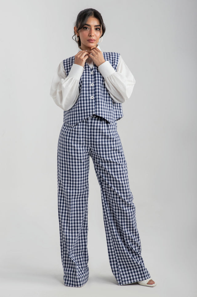 Navy Checkered Waistcoat Co-ord - 9figure