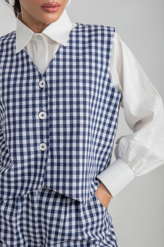 Navy Checkered Waistcoat Co-ord - 9figure