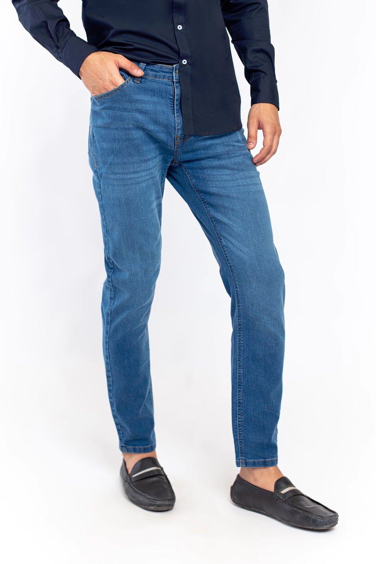 Slim Fit Mid Blue Jeans - 9figure