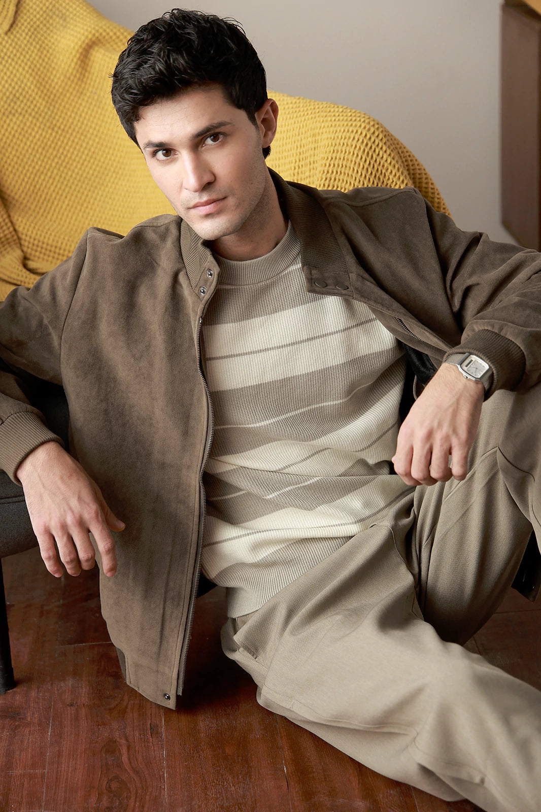 Mock Neck Suede Jacket