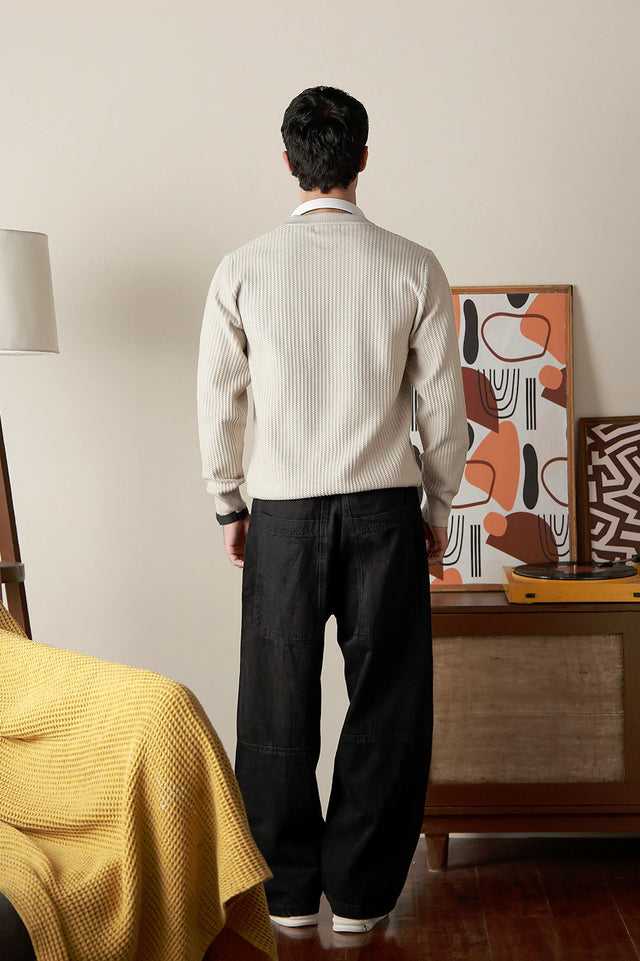 Textured Crew Neck Sweater