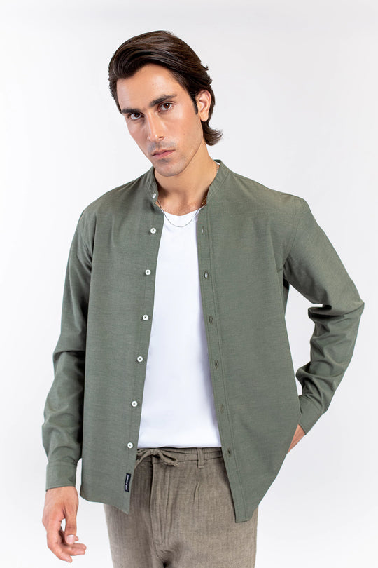 Mandarin Collar Shirt - 9figure