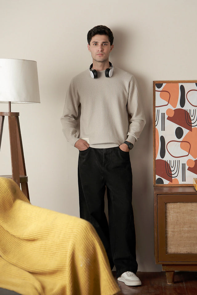 Textured Crew Neck Sweater