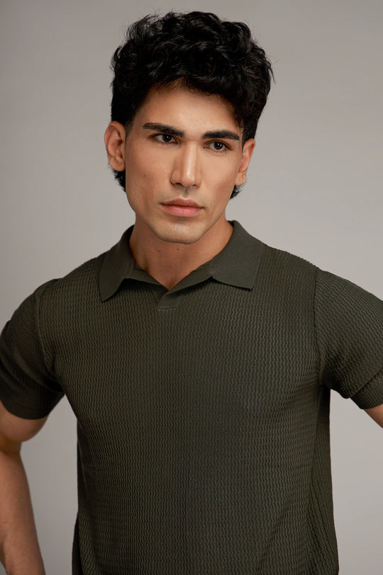 Johnny Collar Textured Polo