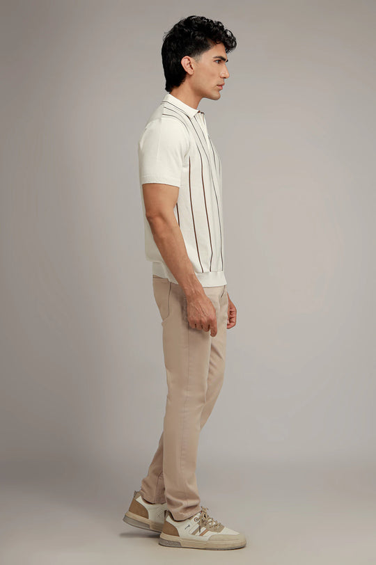 Zipper Striped Polo