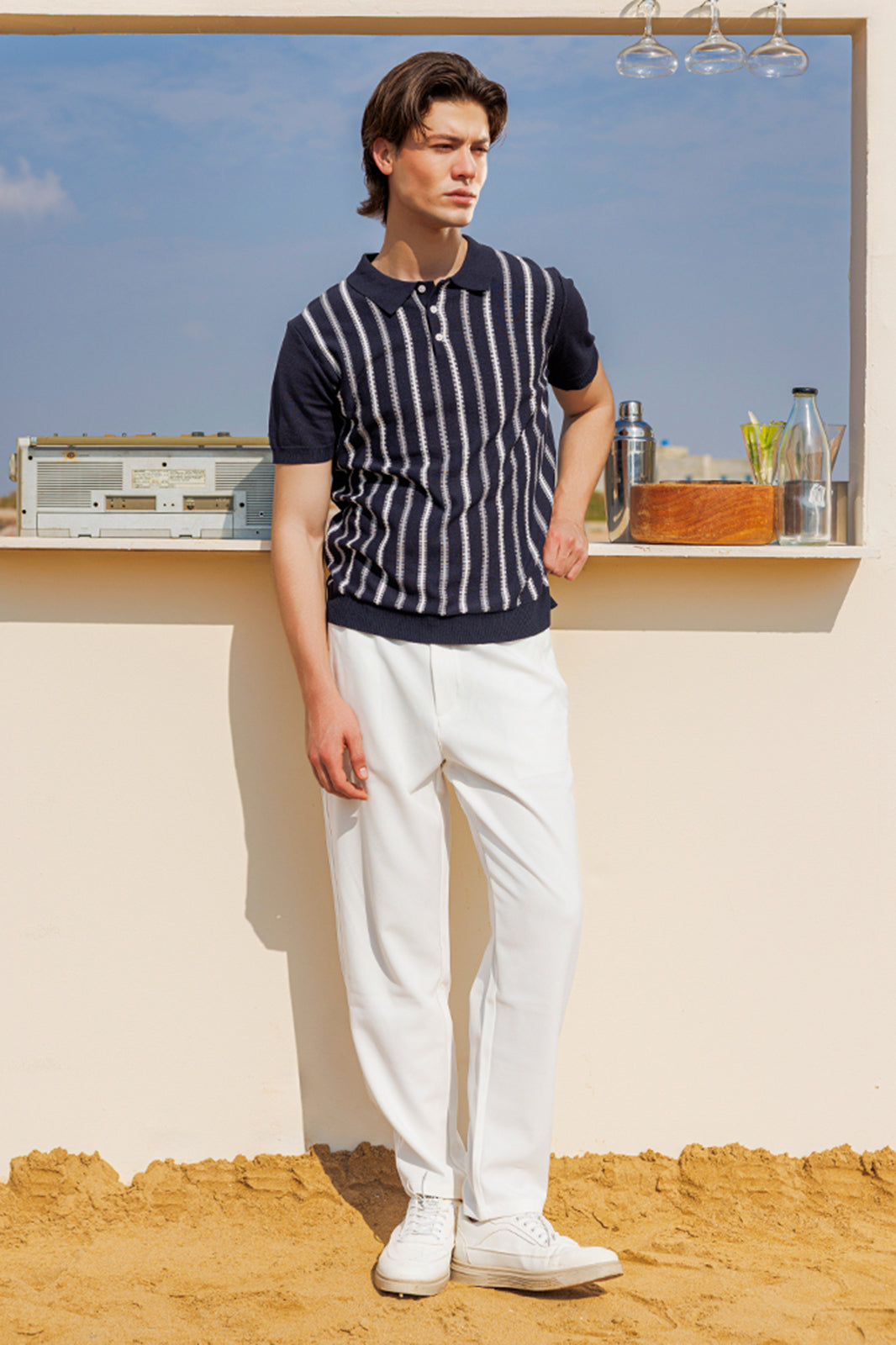 Button Textured Polo