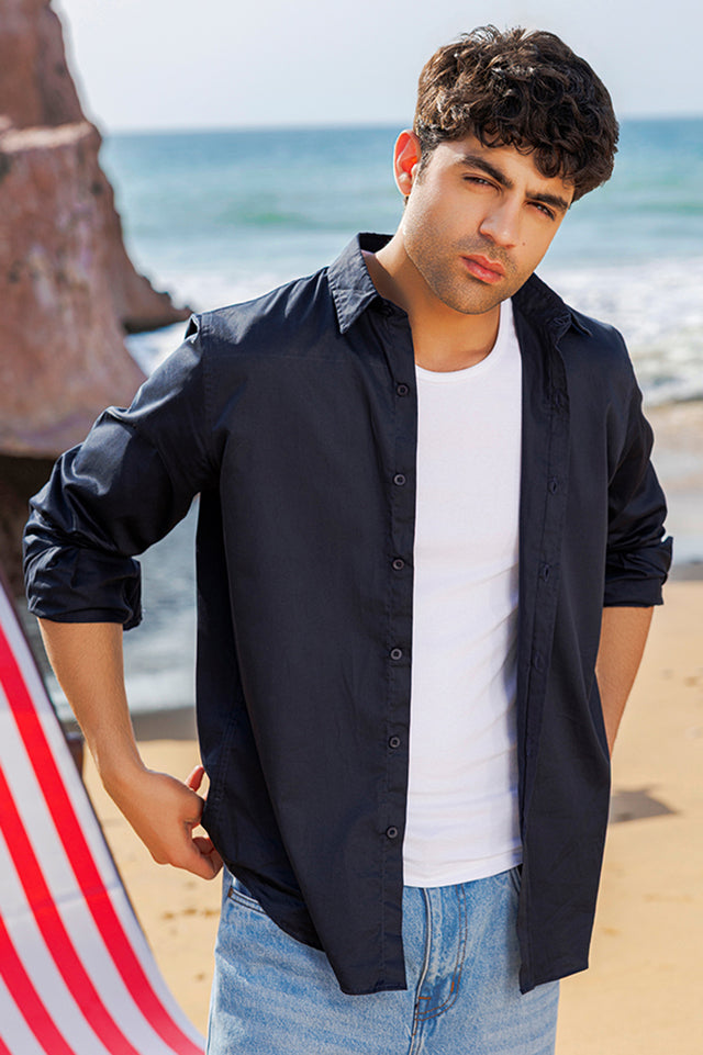 Basic Collar Embroidered Shirt