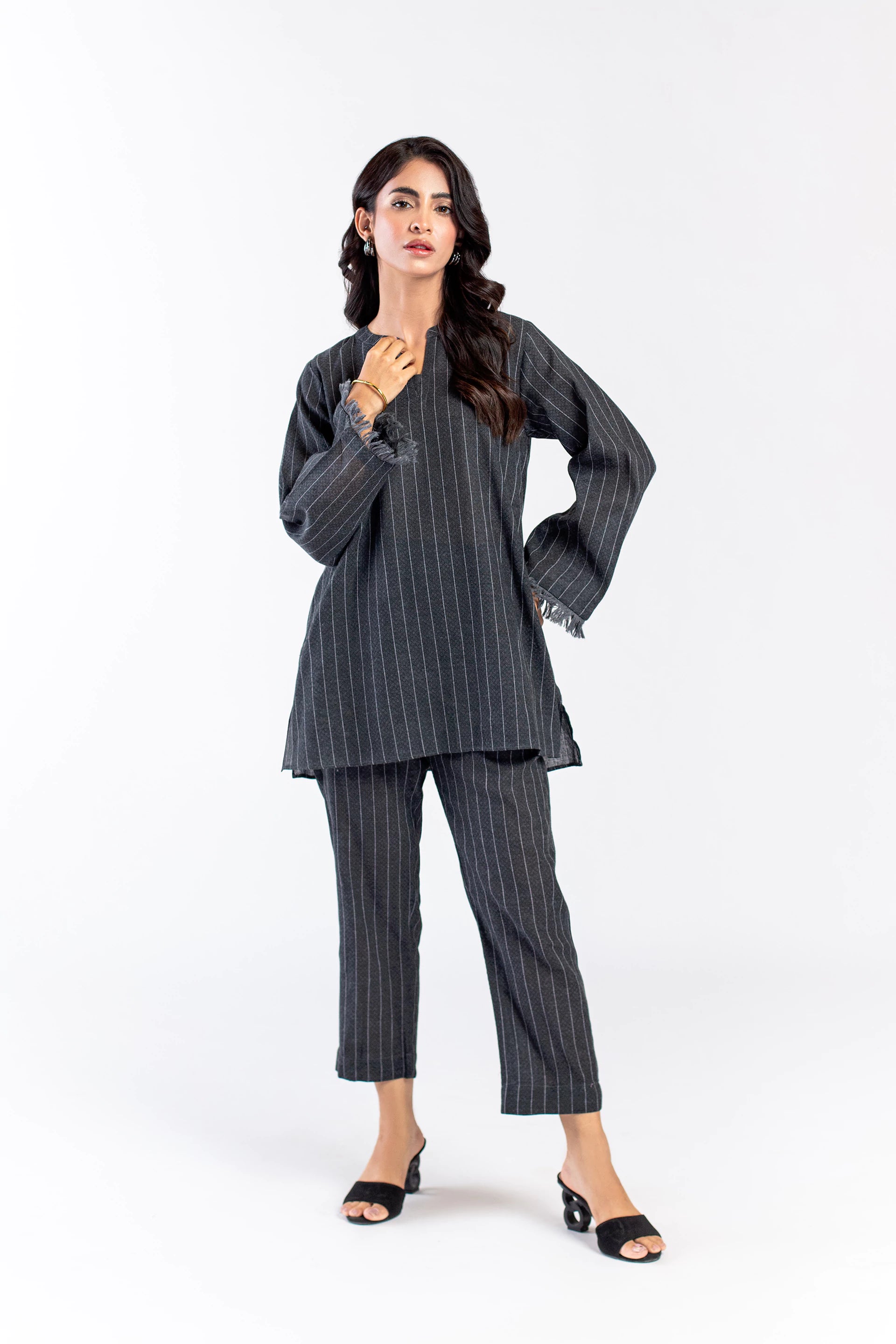 Charcoal Striped Co Ord Set - 9figure