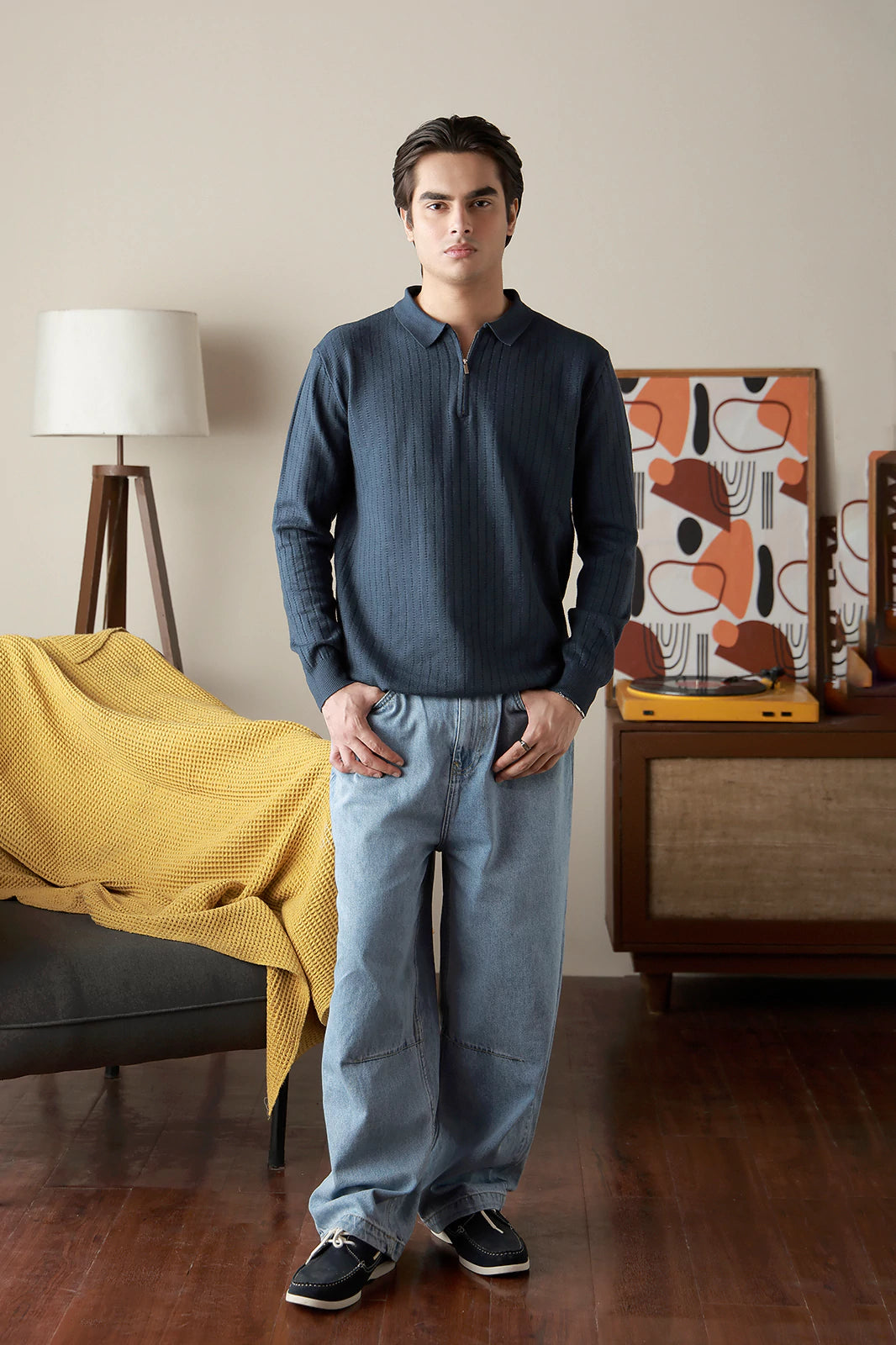Zipper Textured Sweater