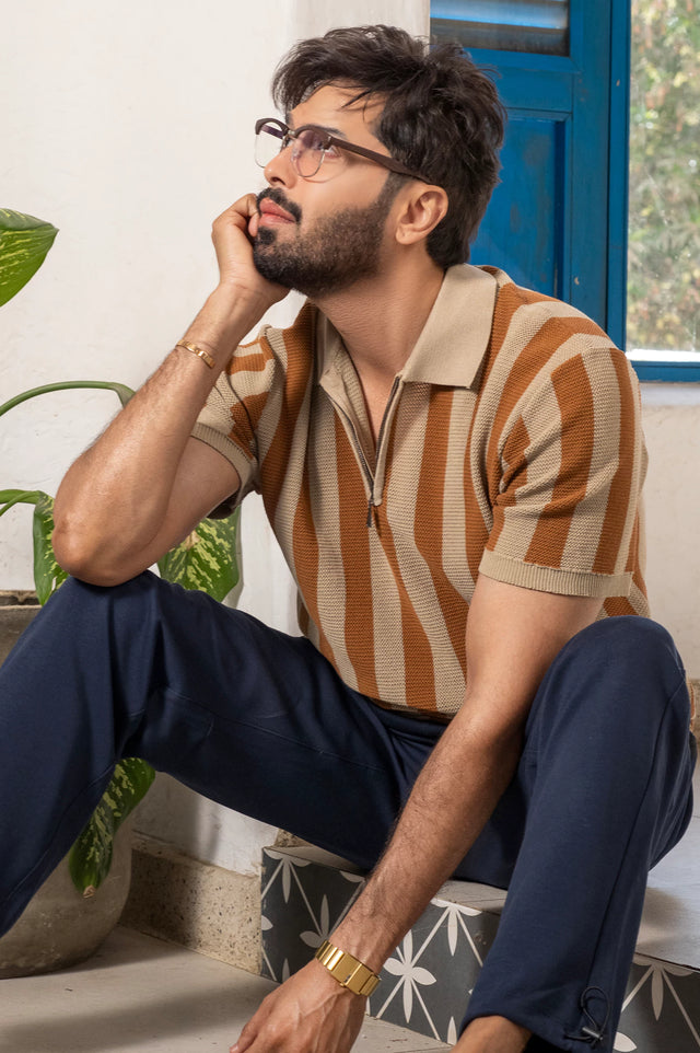 Striped Textured Polo