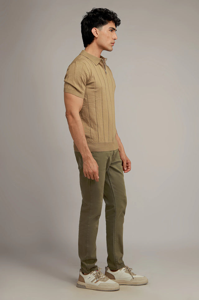 Zipper Textured Polo