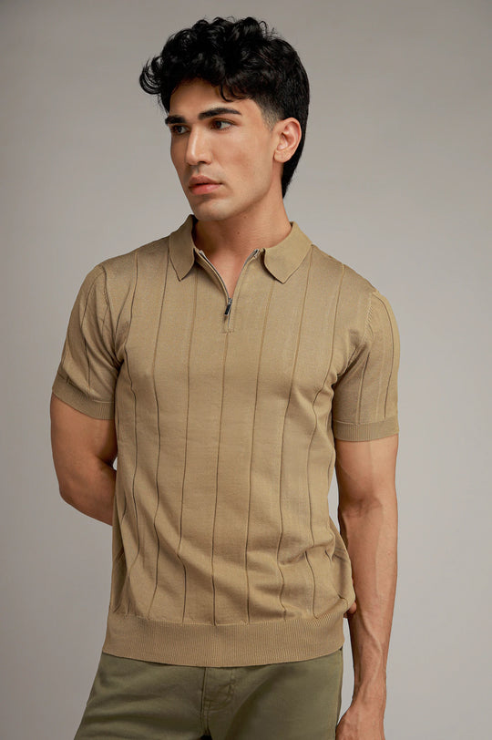 Zipper Textured Polo