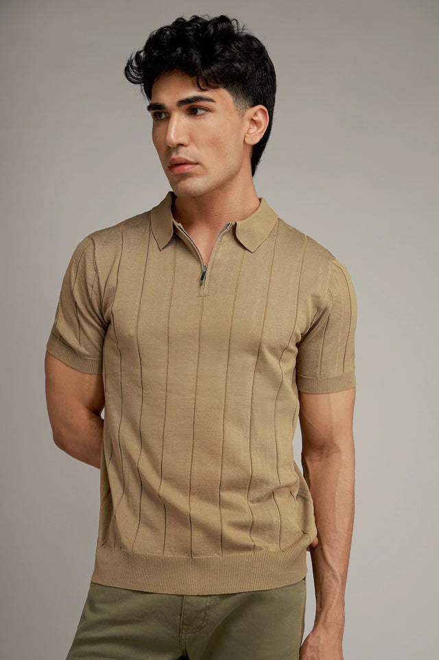 Zipper Textured Polo