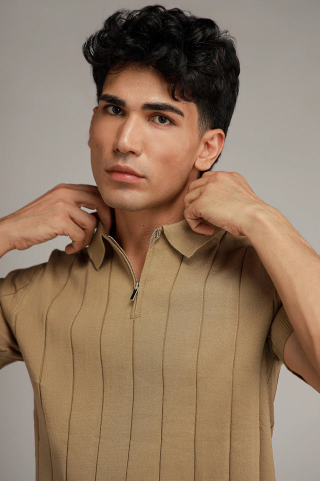 Zipper Textured Polo