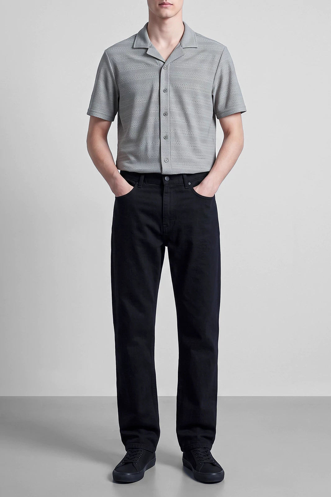 Cuban Collar Textured Shirt