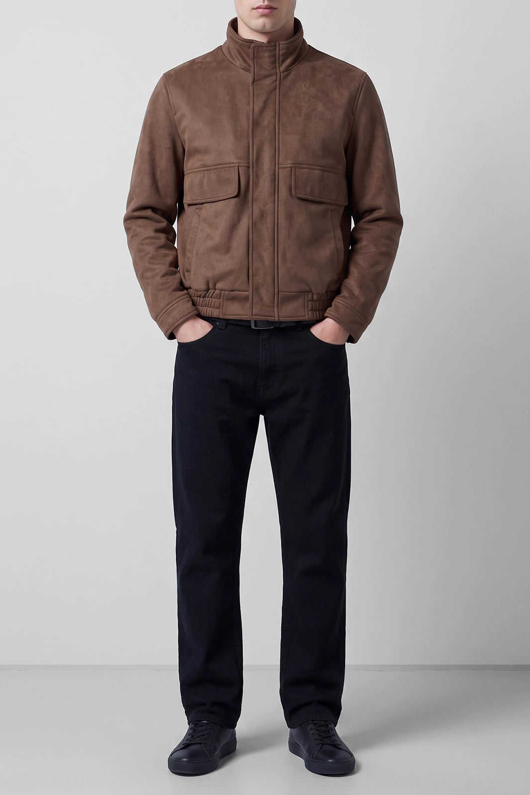 Mock Neck Suede Jacket