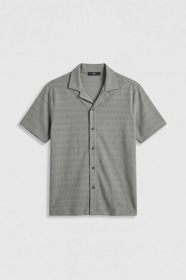 Cuban Collar Textured Shirt
